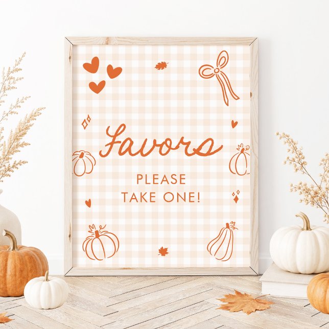 Fall Orange A Little Pumpkin Favours Sign (Fall Orange A Little Pumpkin Favors Sign)