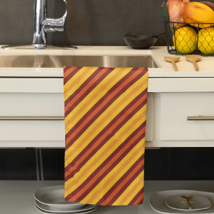 Fall orange Autumn stripped pattern Kitchen Towel