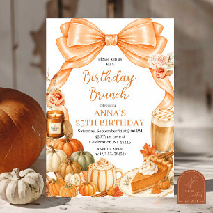 Fall Orange Bow Birthday Brunch Invitation