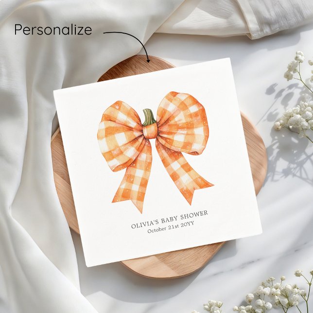 Fall Orange Coquette Bow Baby Shower Napkin (Creator Uploaded)