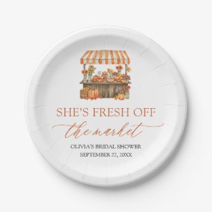 Fall Orange Fresh Off The Market Bridal Shower Paper Plate