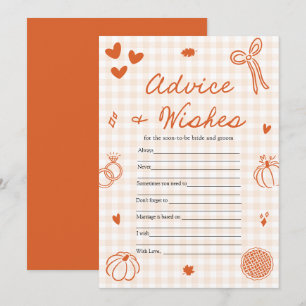 Fall Orange Gingham Advice and Wishes Game Invitation