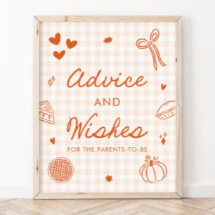 Fall Orange Gingham Cutie Pie Advice and Wishes Poster
