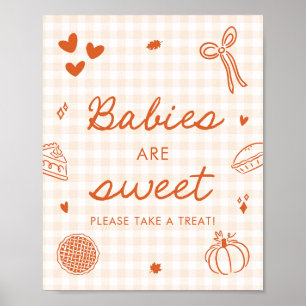Fall Orange Gingham Cutie Pie Babies are Sweet Poster