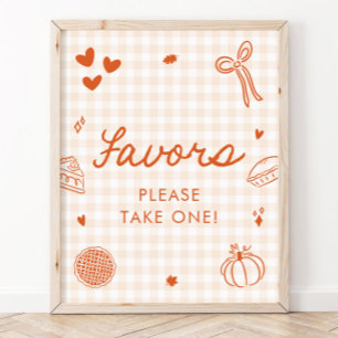 Fall Orange Gingham Cutie Pie Favours Sign