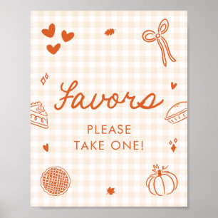 Fall Orange Gingham Cutie Pie Favours Sign