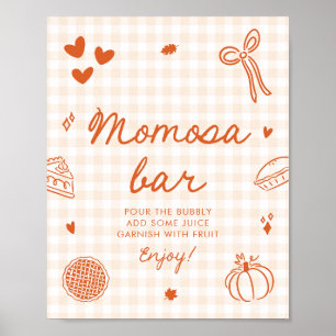 Fall Orange Gingham Cutie Pie Momosa Bar Sign
