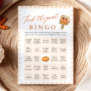 Fall Orange Gingham Find the Guest Bingo Game Invitation