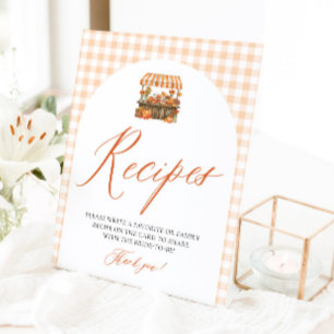 Fall Orange Gingham Fresh Off The Market Recipes Pedestal Sign