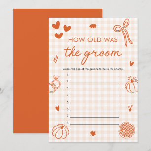 Fall Orange Gingham How Old Was The Groom Game Invitation