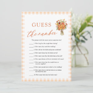 Fall Orange Gingham Market Guess the Number Game Invitation