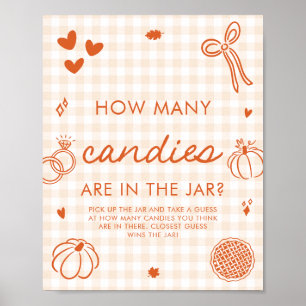 Fall Orange Hand Drawn Guess How Many Candies Game Poster