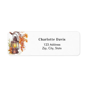 Fall orange lantern tree leaves return address