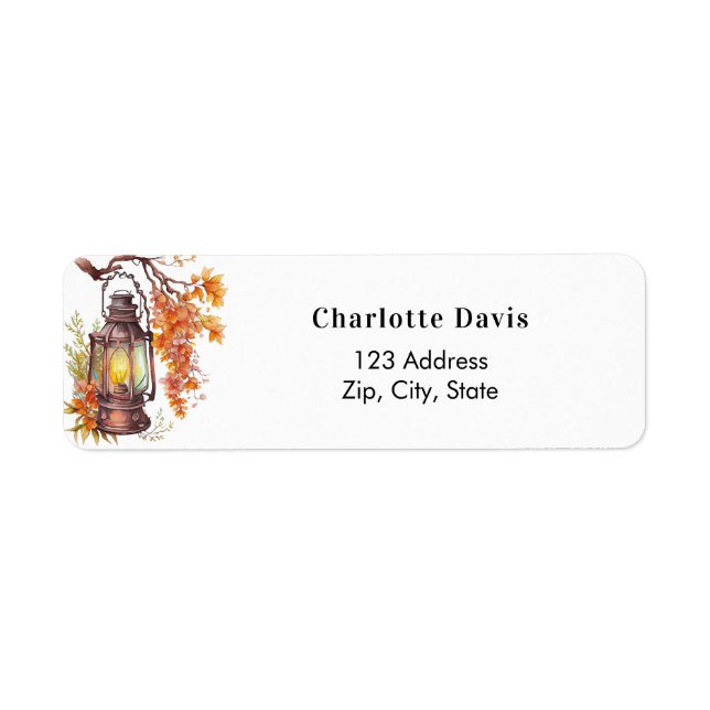 Fall orange lantern tree leaves return address  (Front)
