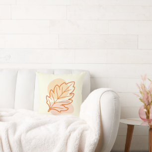 Fall Orange Leaf & Blob Design Thanksgiving Gift Throw Pillow