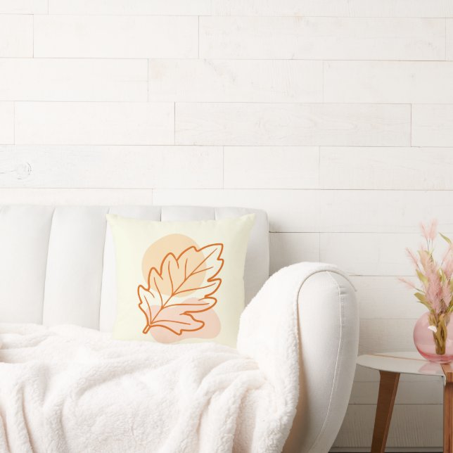 Fall Orange Leaf & Blob Design Thanksgiving Gift Throw Pillow (Couch)