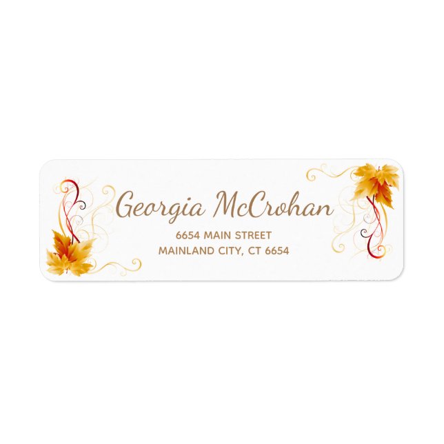Fall Orange Leaves Return Address Label (Front)