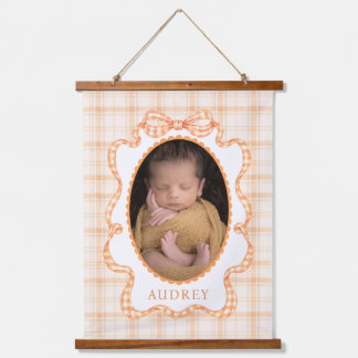 Fall Orange Plaid Baby Photo Hanging Tapestry
