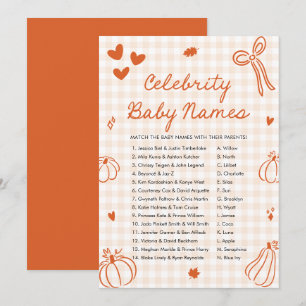 Fall Orange Pumpkin Celebrity Baby Name Game Invitation