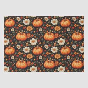 Fall Orange Pumpkins And Florals Tissue Paper