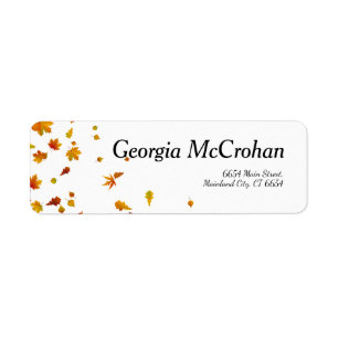 Fall Orange Red Leaves Return Address Label