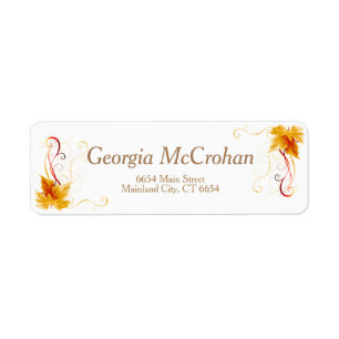 Fall Orange Red Leaves Return Address Label