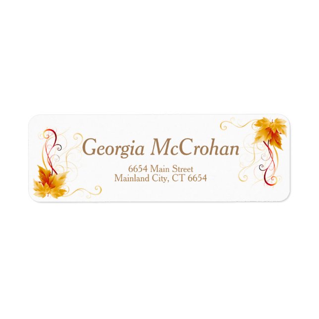 Fall Orange Red Leaves Return Address Label (Front)