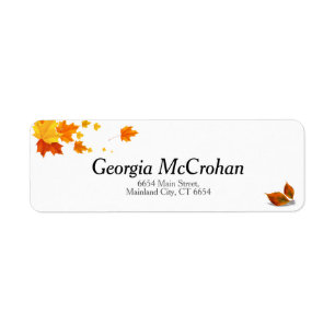 Fall Orange Red Leaves Return Address Label