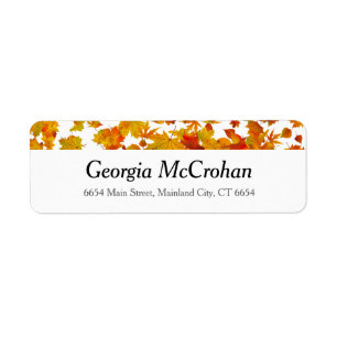 Fall Orange Red Leaves Return Address Label