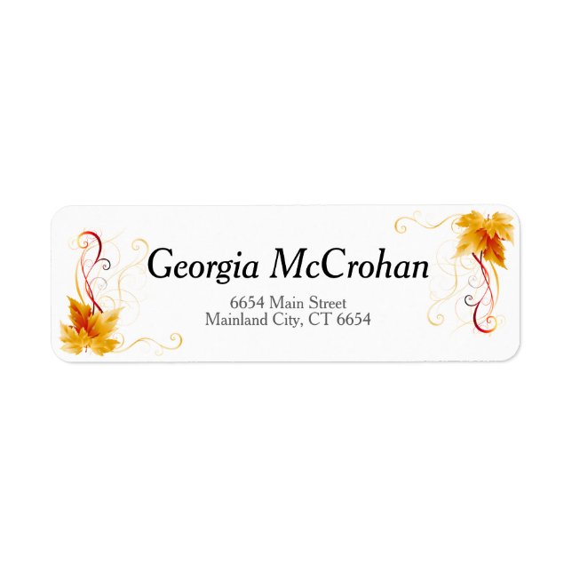 Fall Orange Red Leaves Return Address Label (Front)
