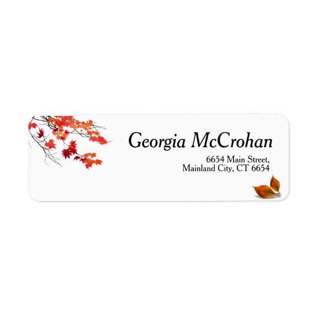 Fall Orange Red Leaves Return Address Label (Front)