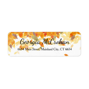 Fall Orange Red Leaves Return Address Label