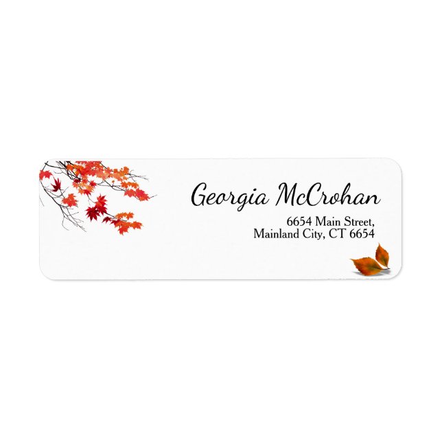Fall Orange Red Leaves Return Address Label (Front)