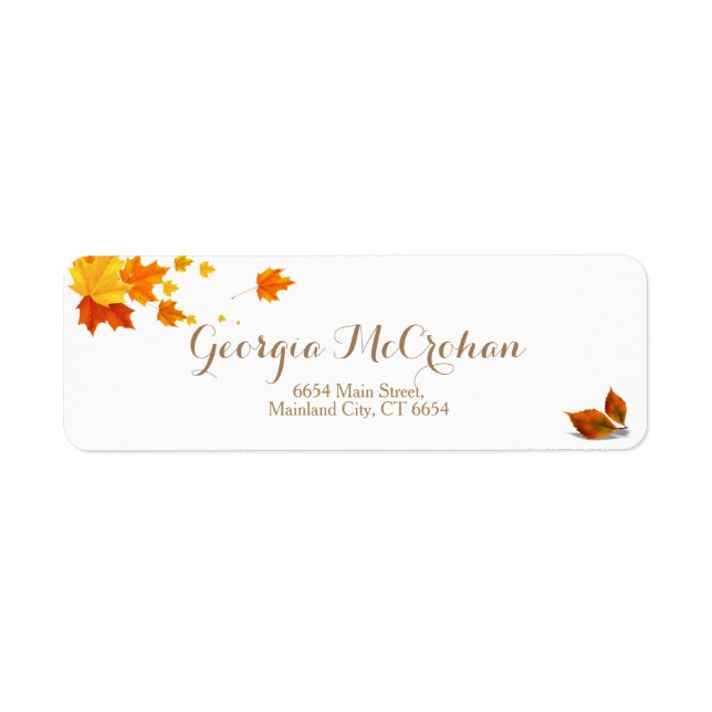 Fall Orange Red Leaves Return Address Label (Front)