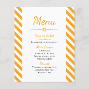 Fall Orange Stripe Menu Wedding Bridal Shower