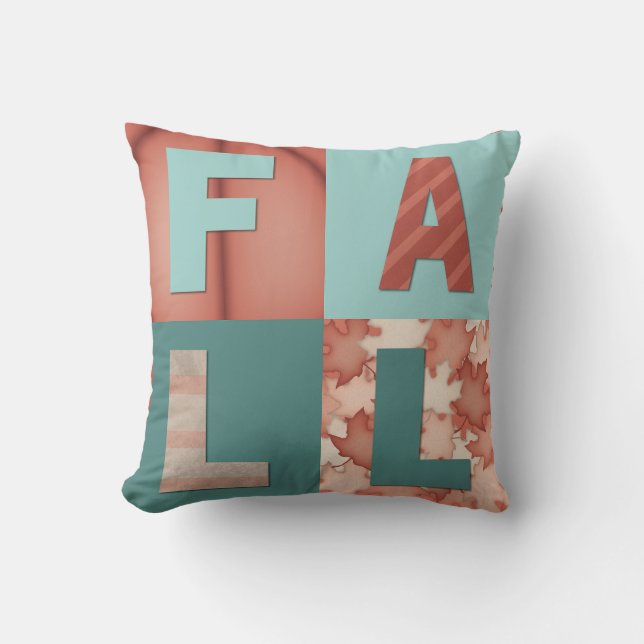 Fall Orange Turquoise Throw Pillow (Front)