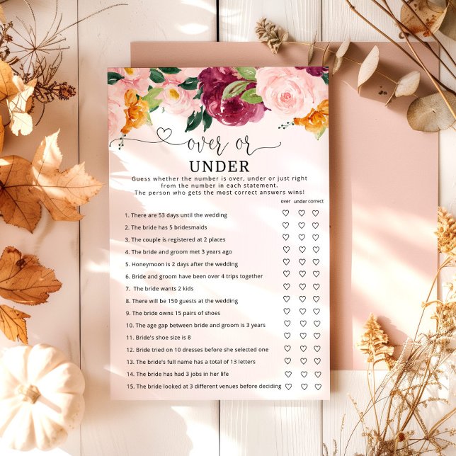 Fall over or under bridal shower game (Creator Uploaded)