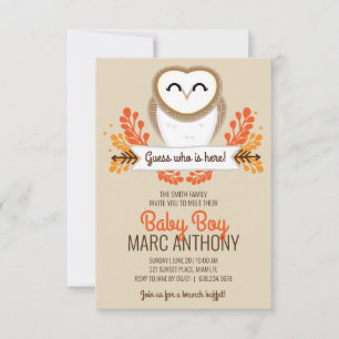 fall owl boy SIP & SEE autumn baby shower Invitation