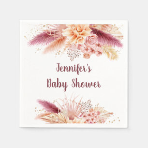 Fall Pampas Grass Boho Baby Shower Napkin