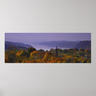Fall Panorama Hudson River in Poughkeepsie Poster