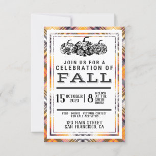 Fall Party, Autum Party, Halloween Party, Pumpkins Invitation