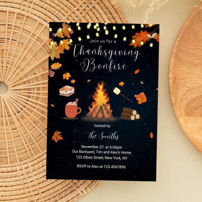 Fall Party Backyard Bonfire Thanksgiving Invitation (Thanksgiving Invite, Digital Invitation, Thanksgiving Invitation, Thanksgiving Invite Digital, Happy)