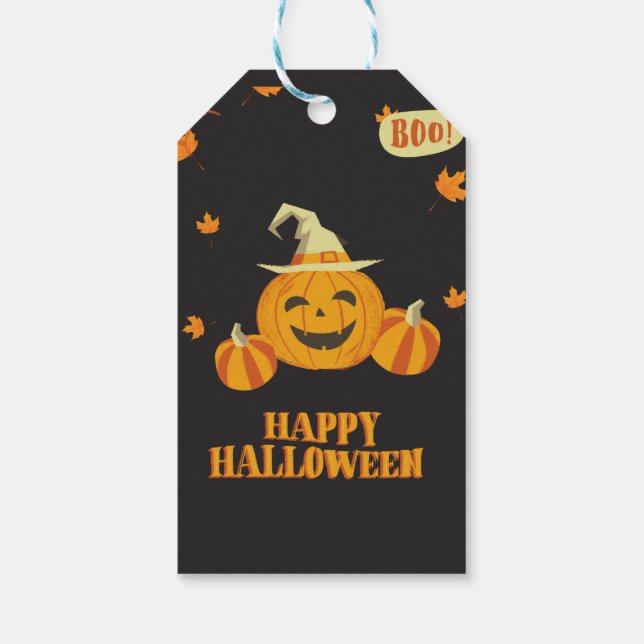 fall party halloween pumpkin gift tags (Back)