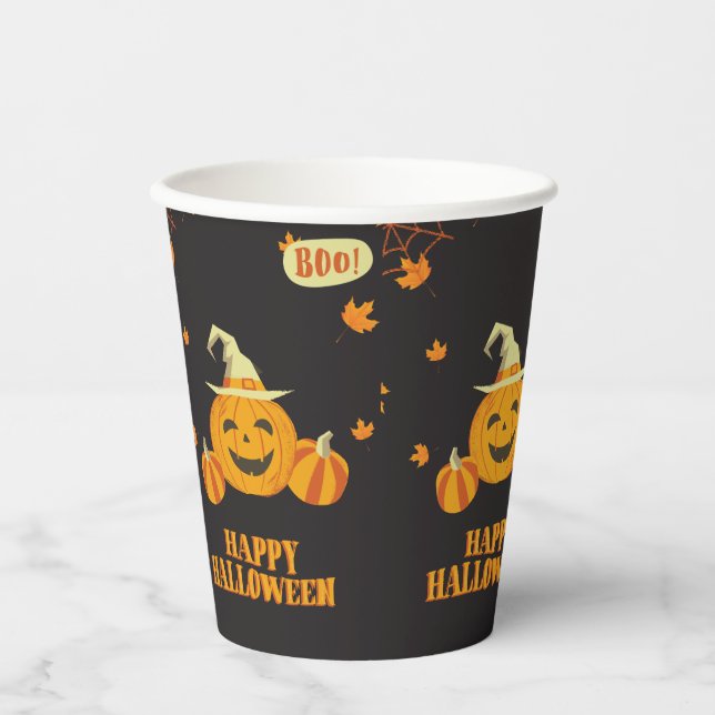 fall party halloween pumpkin paper cups (Front)