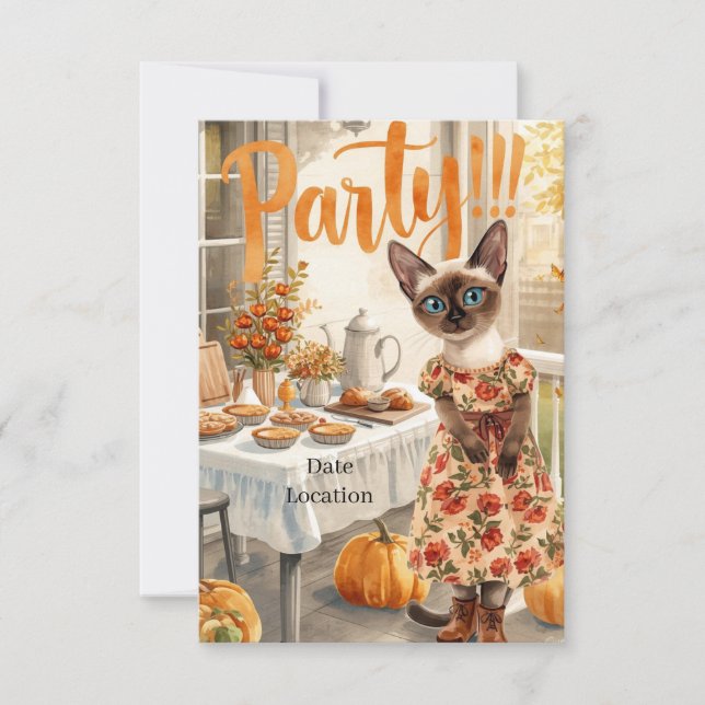 Fall Party Invitation Card – Cozy Autumn Gathering (Front)