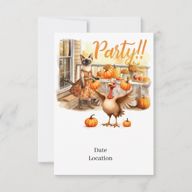 Fall Party Invitation Card – Cozy Autumn Gathering (Devant)