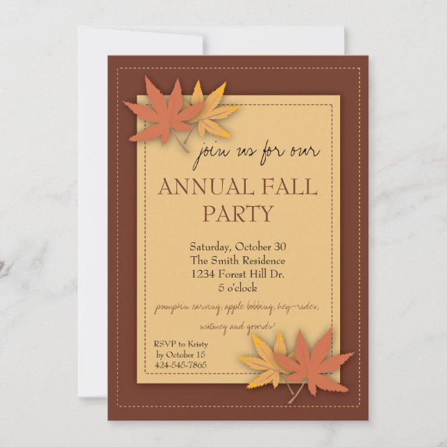 Fall Party Leaves Invitation (Front)
