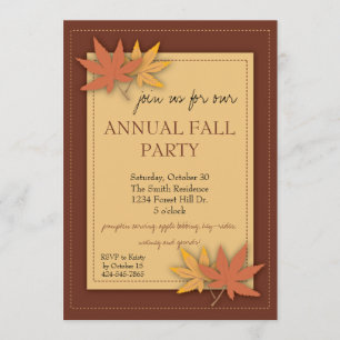 Fall Party Leaves Invitation