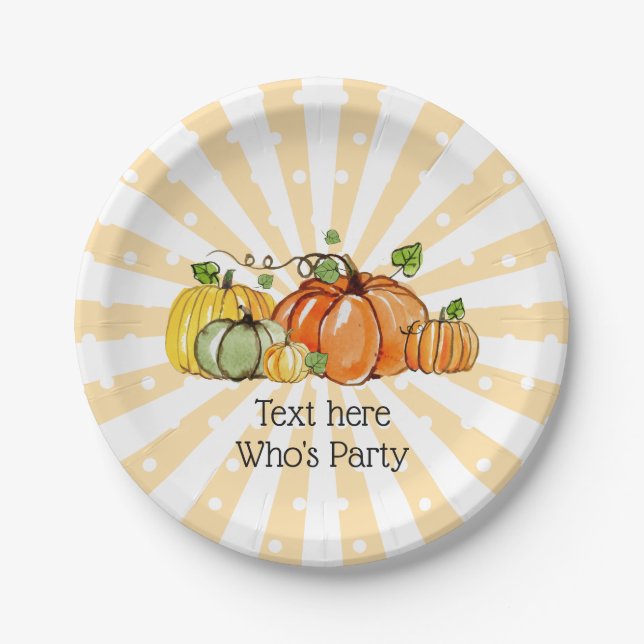 fall party, pumpkin, autumn,  fall Paper Plate (Front)