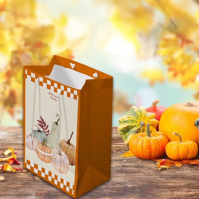 Fall Party Pumpkin Harvest Thanksgiving Customize Medium Gift Bag (Creator Uploaded)